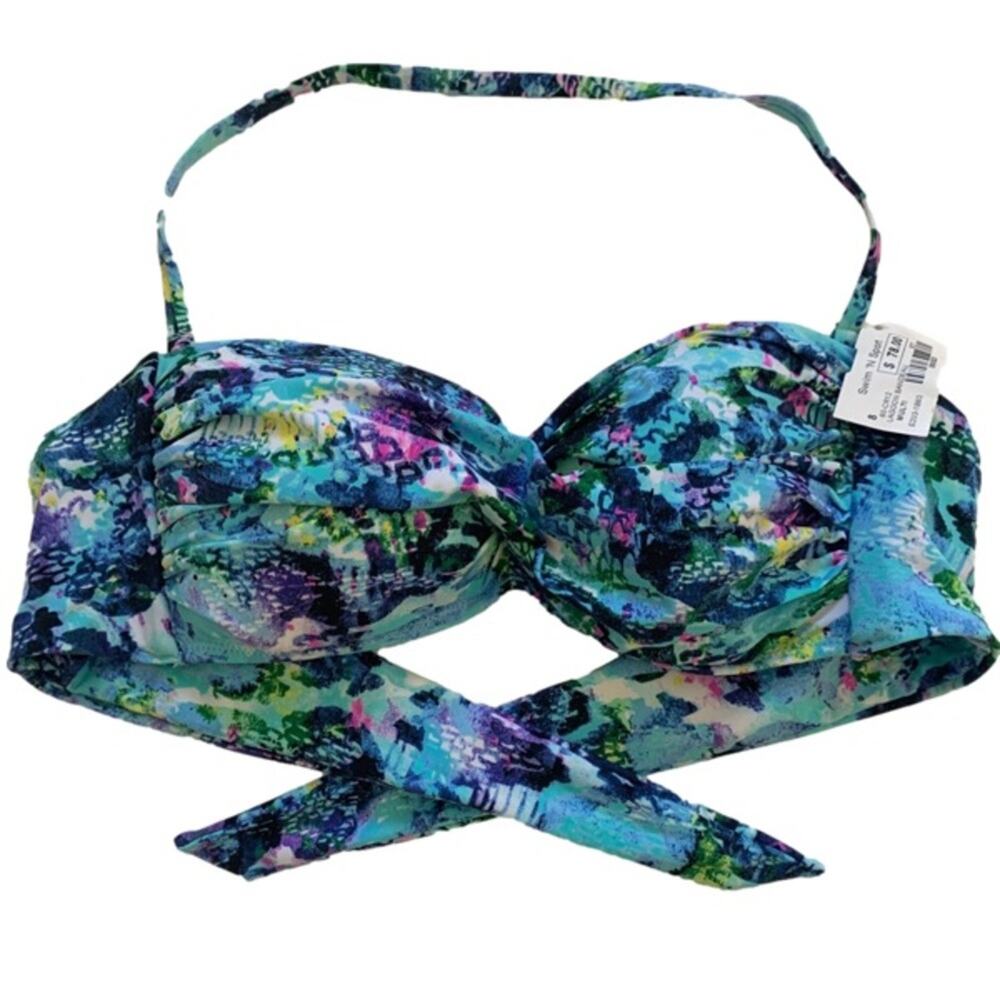 Profile Gottex Bikini Logan Twist Front Bandeau Swimsuit Bikini Top Size 8 NEW